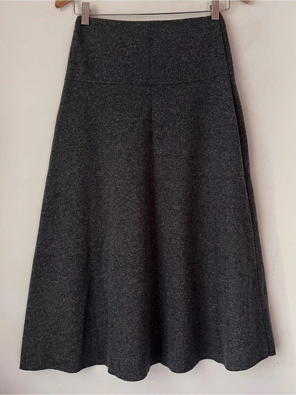 Zara Grey Knit High Waisted A-Line Midi Skirt NWT S